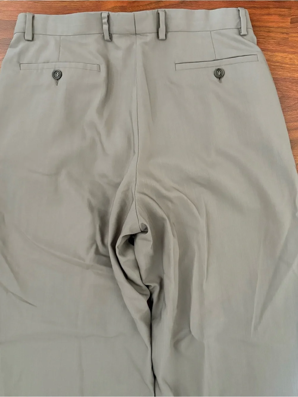 Zanella Italy Jesse Pleated Wool Dress Pants Mens 33 Taupe Grey Cuffed Trousers